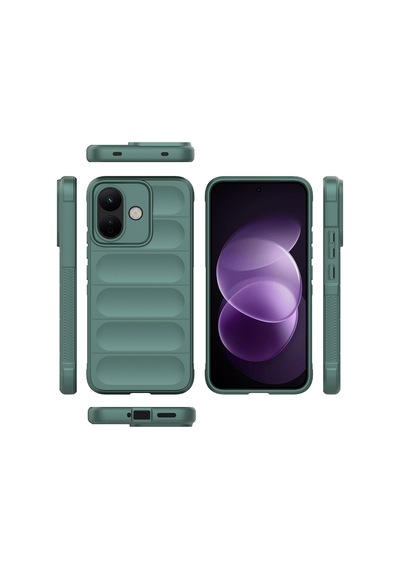 Redmi Note 17 Pro Kılıf Esnek Tpu Oyuklu Arka Yüzey Tasarımlı Etnik Silikon Kapak Koyu Yeşil