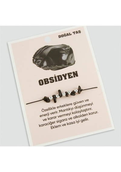 Obsidyen - 118 - Doğaltaşlı İp - Nazblsmm - Bileklik Siyah