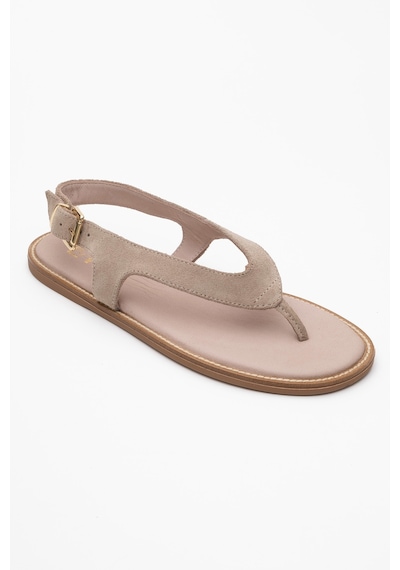 Luvishoes Luvi Shoes Belinda Bej Süet Hakiki Deri Kadın Parmak Arası Sandalet Süet Bej