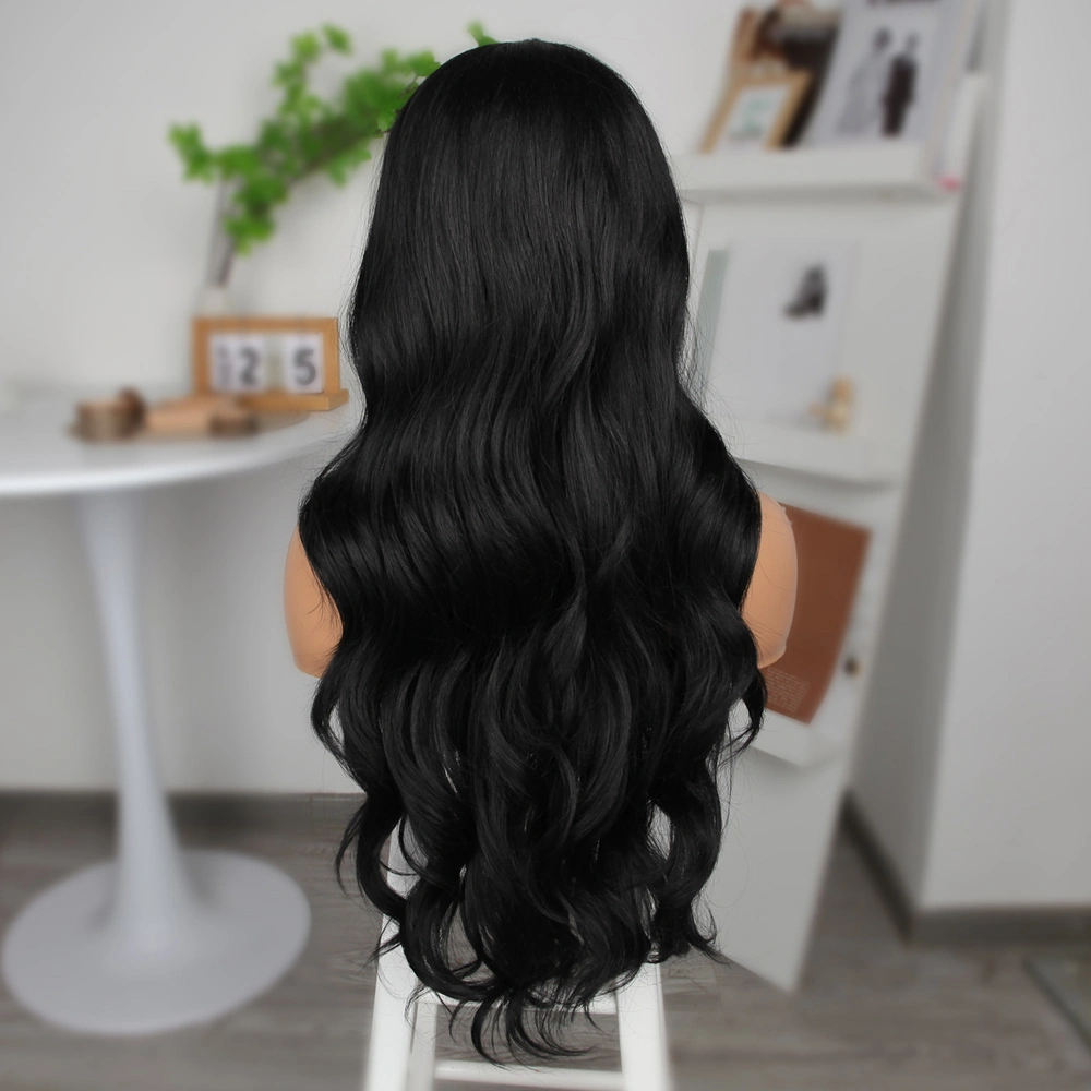 Siyah Fiber Sentetik Geniş Dalgalı Tül Peruk - Yqbx-582479 Renkli