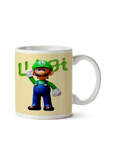 Süper Mario Luigi İki Tarafı Baskılı Kupa Bardak Çok Renkli