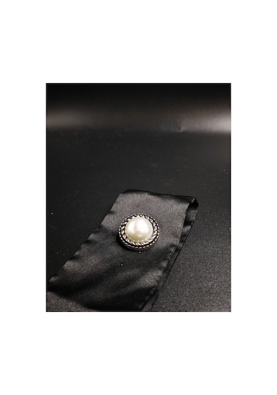 Antik Silver Çerçeveli İnci Detaylı Saten Düğme 6 Adet 25 Mm 40 Boy