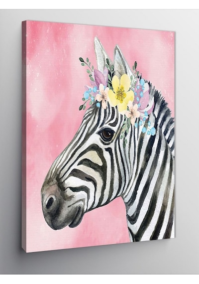 Kanvas Tablo Çiçekler Ve Zebra 70cmx100cm