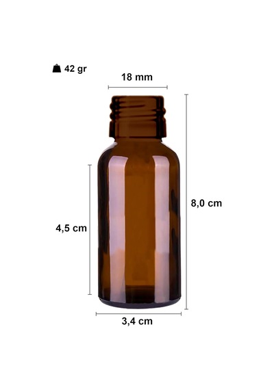 Afracam 30 Ml Çelik Roll On Şişesi 30 Cc Sızdırmaz Siyah Kapaklı Cam Şişe 25 Adet Amber, 30
