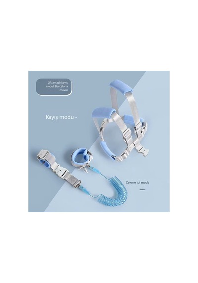 Çocuk Emniyet Tasması Ve Bilek Bağı Seti 3in1 Ayarlanabilir 2.5m Anti Kayıp Güvenlik Sistemi Mavi Blue