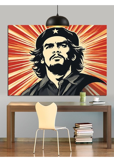 Che Guevara Siyah Portresi Dekoratif Kanvas - Mdf Ahşap Tablo