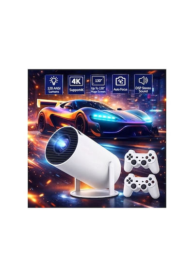 M300 Max Oyun Projektörü 2 İn 1 Joystick 4k 64gb Tf Card Android 11 Wifi Retro Video Oyunu Konsolu
