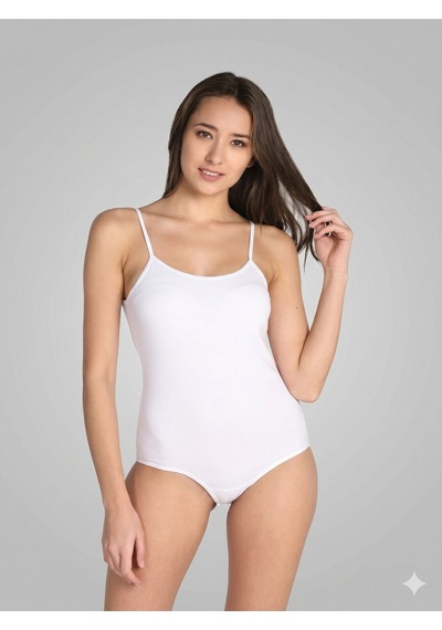Nacar Store Kadın Pamuklu Likralı İp Askılı Likralı Kancalı Çıtçıtlı Body Zıbın Beyaz