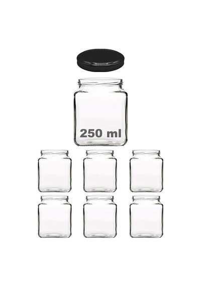 250 Ml Metal Kapaklı Kare Kavanoz 250 Cc Şeffaf Köşeli Kavanoz 6 Adet Altın/gold Diğer