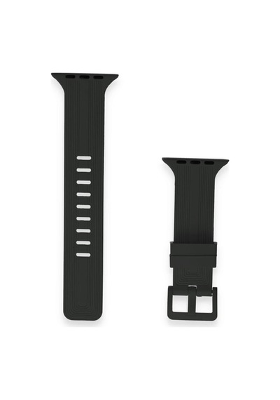 Watch 38mm Kr408 Çizgili Silikon Kordon - Siyah