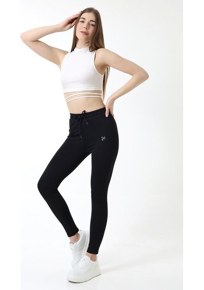 Winmoda34 Dalgıç Tayt Eşofman Push Up Beli Lastikli Siyahh