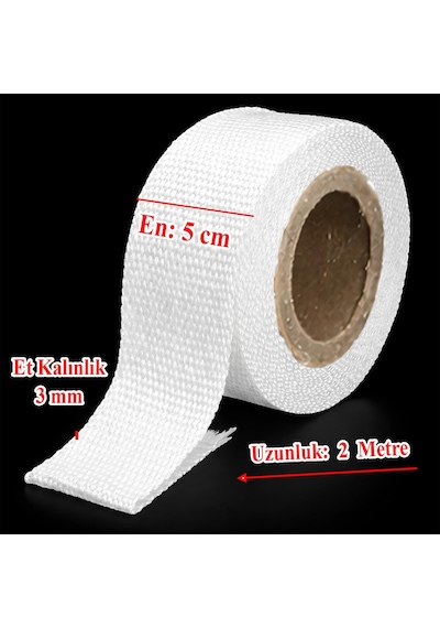 2 Metre Takviyeli Lifli En: 5 Cm Kalınlık: 3 Mm Cam Elyaf Ekzoz Sargı Bezi Isı Yalıtım Yanmaz