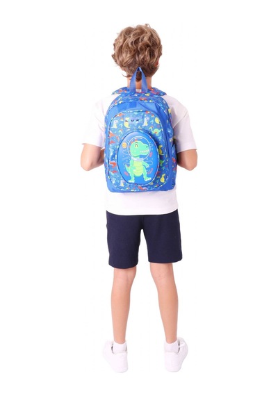 Kaukko Kids Üç Gözlü Erkek Çocuk Okul Sırt Çantası 3d Dinazor Detaylı - L5262 Mavi - Yeşil