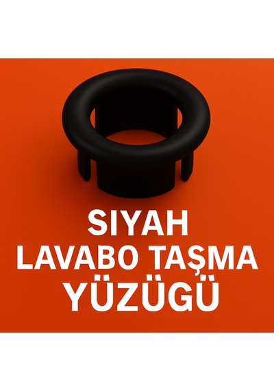 2 Adet Siyah Lavabo Taşma Yüzüğü Evye Taşma Delik Kapağı Plastik Malzeme Diğer