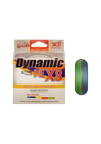Captain Dynamic Soft Pe 8 Örgü Spin İp Misina 150mt Multi Color Standart - 0.12 Mm