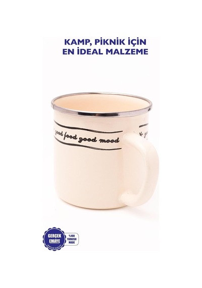 Mood Emaye Kupa 400ml Beyaz - Çok Renkli