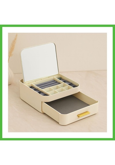 Vaveni Aynalı Takı Organizeri - 10 Bölmeli Çekmeceli 20x22x8.5 Cm Arz Çok Renkli