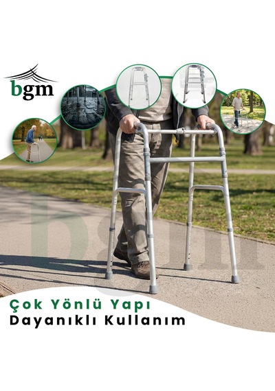 Yürüteç Walker Hasta Yürüteci Yüksek Kalite Katlanır Walker 8 Kademeli Ayarlanabilir Yürüteç