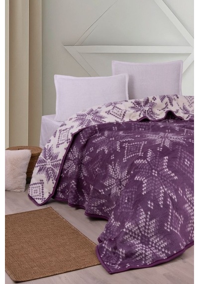 Lüks Peluş Tek Kişilik Battaniye 444 Lila 160 x 220