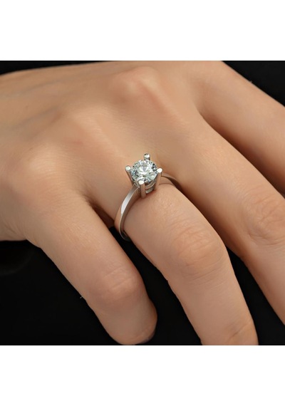 4 Tırnak Swarovski Taşlı Gümüş Yüzük