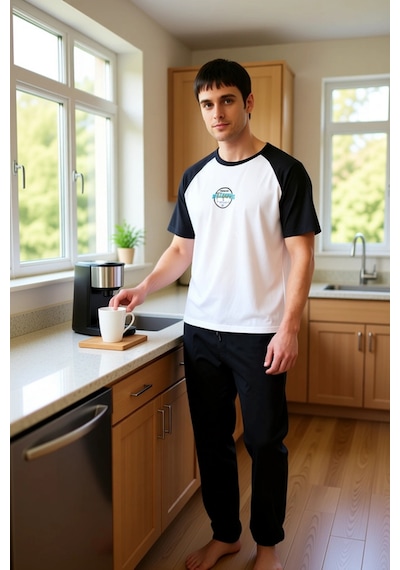 Frm Erkek Reglan Kol Bisiklet Yaka Pijama Fonksiyonel Dayanıklı Kalit Siyah