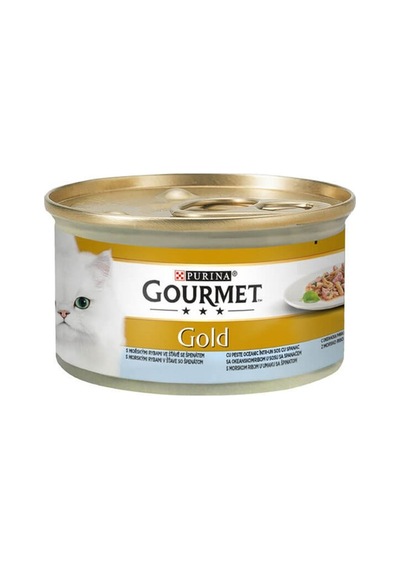 Gourmet Gold Balıklı ve Ispanaklı Konserve Yetişkin Kedi Maması 12 x 85 G