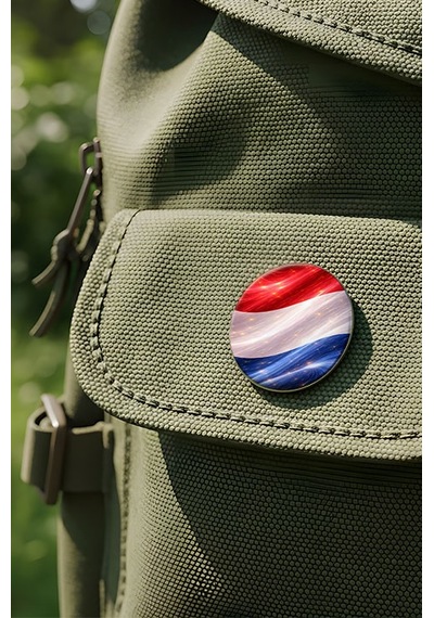 Hollanda Netherlands Abstract Ülke Bayraklı Buton Rozet - 44 MM 5 Adet Çok Renkli