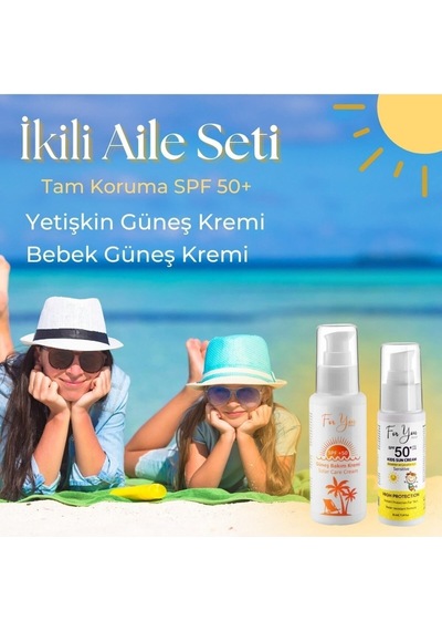 Güneş Aile Set Orijinal Boy Yetişkin Ve Çocuk Güneş Kremi Koruyucu Bakım Seti +50 Spf 2ürün