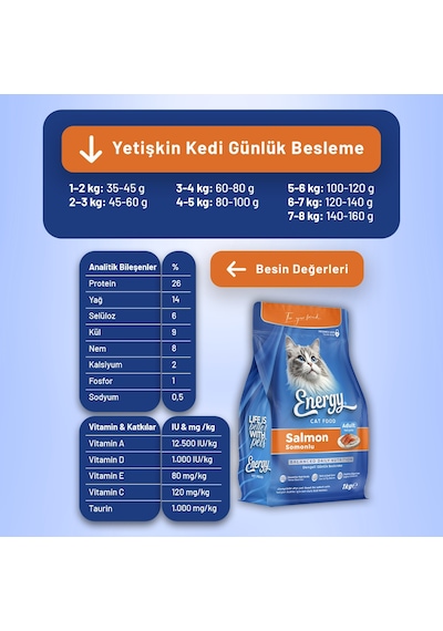 Energy Somonlu Kedi Maması - 1 Kg