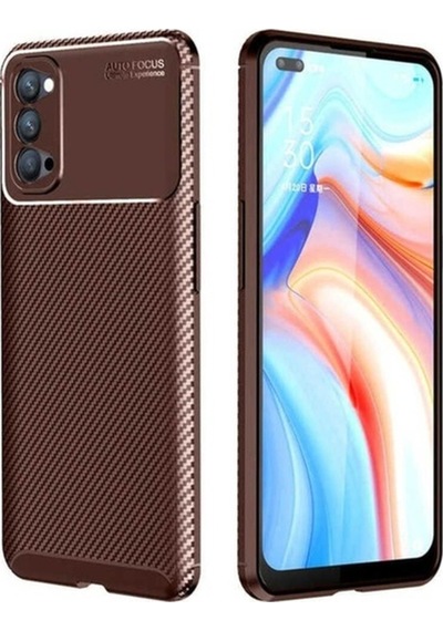 Oppo Reno 4 Kılıf Zore Negro Silikon Kapak Kahverengi