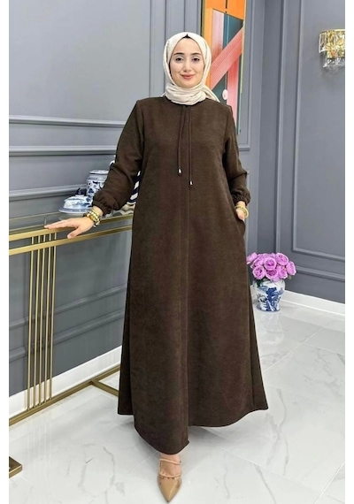 Şönil Kumaş Kışlık Comfort Ferace / Acı Kahve - F0501 Kahverengi