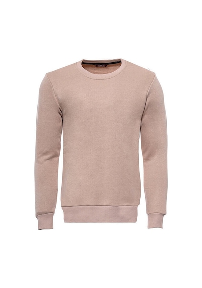Wessi Bej Desensiz Bisiklet Yaka Sweatshirt Bej