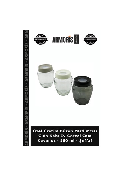Özel Üretim Düzen Yardımcısı Gıda Kabı Ev Gereci Cam Kavanoz - 580 Ml - Şeffaf Çok Renkli
