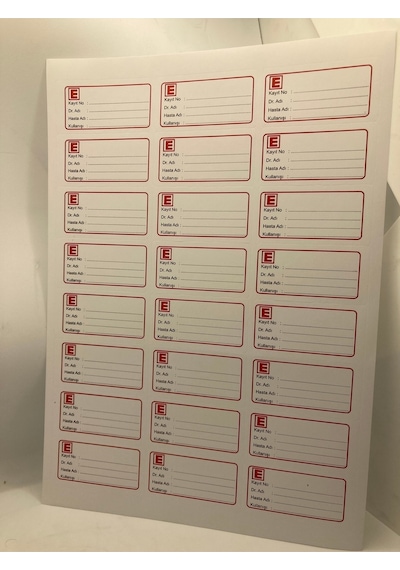 96 Adet Eczane Etiketi Beyaz