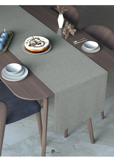 Br Perle Perle Home Keten Dokulu Runner Açık Gri Renk Dekoratif Şık Runner Örtü