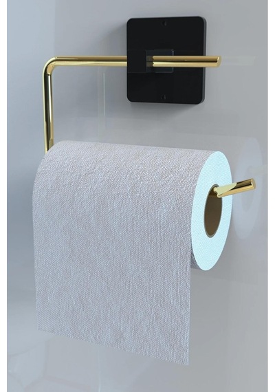 Yapışkanlı Siyah-gold Tuvalet Kağıdı Askısı Ve Rulo Havluluk, Paslanmaz 2'li Set, Banyo Seti Diğer