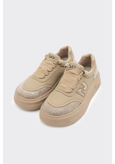Derinet Günlük Taşlı Kadın Sneaker Bej Bej