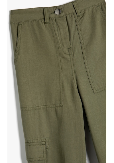 Koton Jogger Kargo Cepli Pantolon Düğmeli Bol Kalıp Haki 4skg40112aw Haki