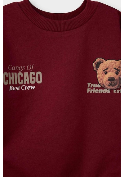 Defacto Erkek Bebek 2li Takım Ayı Baskılı Sweatshirt Eşofman Altı G5203a525wnbr285 Bordo-br285