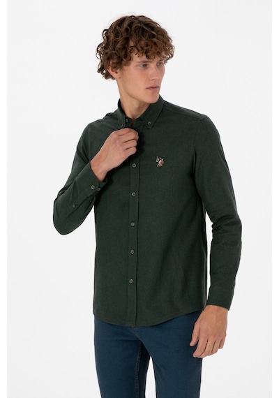 U.S. Polo Assn. Erkek Koyu Yeşil Uzun Kollu Basic Gömlek 50307686-VR079