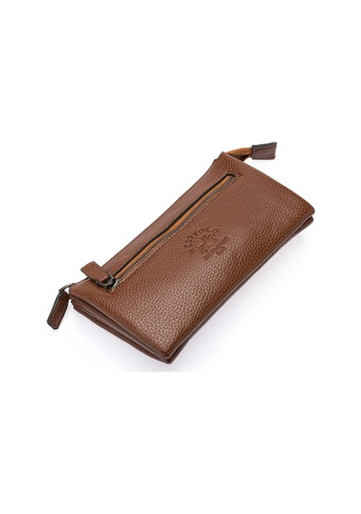 Westpolo Vegan Deri Şık Ve Fonksiyonel Bilek Tutamaçlı Unisex El Çantası - 5019 Taba