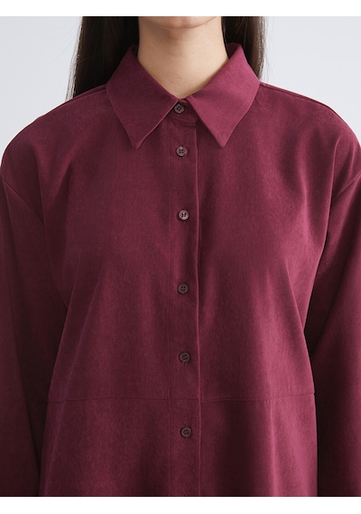 Lcw Modest Bordo Süet Görünümlü Kadın Gömlek Tunik