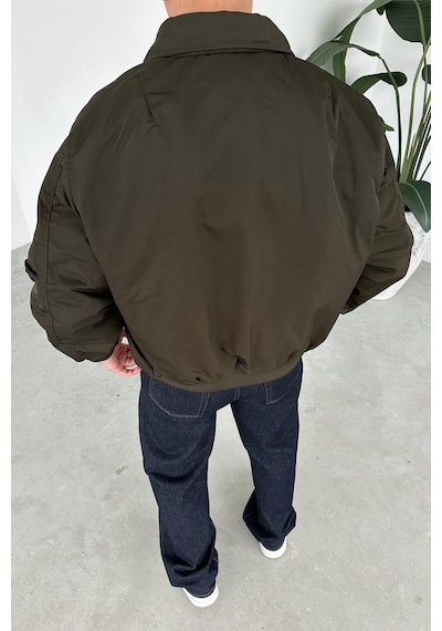Haki Retro Tasarım Bomber Ceket Haki
