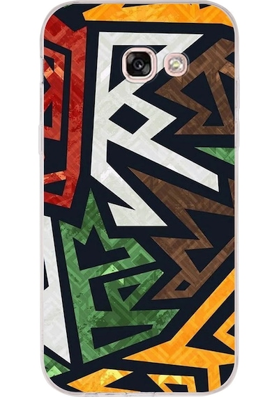 Samsung Galaxy A5 2017 Uyumlu Kapak Soyut Grafiti Tasarımlı Şeffaf Silikon Kılıf Şeffaf