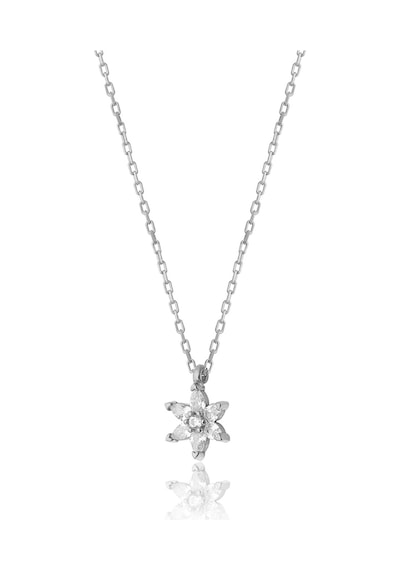 Zanaatsilver 925 Ayar Gümüş Beyaz Taşlı Rodyumlu Nilüfer Çiçeği Kolye