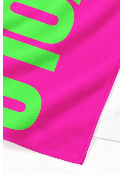 Neon Yolo Yazılı Modern Plaj Havlu Örtüsu - Fuşya Yeşil Pop Art Hızlı Kuruyan Mikrofiber Havlu Örtü Dalgın Şafak