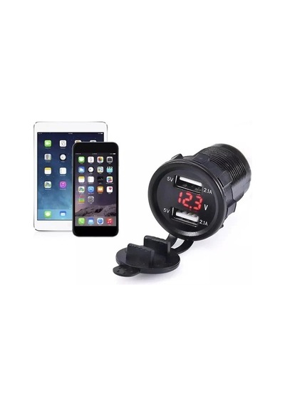 Pano Tipi Voltmetreli 2'Li Usb Giriş 5V 1A ve 5V 2.1A Çıkış