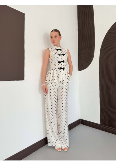 Verymoda Puantiyeli Pantolon D3075 Krem