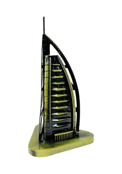 Vintage Metal Dubai Burj Al Arab Biblo Antik Bronz 16 Cm