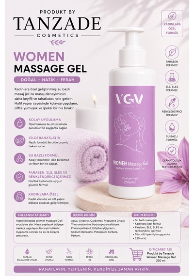 Produkt By Tanzade Women Massage Gel 250 Ml Su Bazlı Rahatlatıcı Masaj Jeli